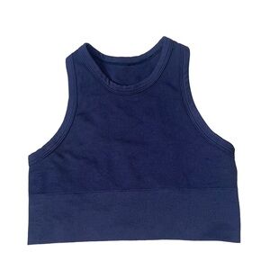 Zella sports bra live in long line ribbed sports bra sz SM Navy blue stretch